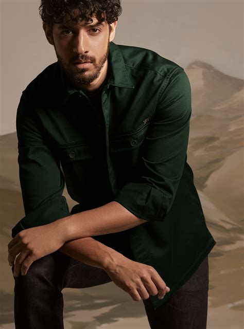 Buy Gritty Jungle Overshirt | Casual Olive Solid OverShirts for Men ...