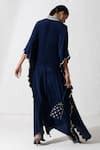 Buy Blue Crepe Zari V-neck Haya Neckline Embroidered Kaftan For Women ...
