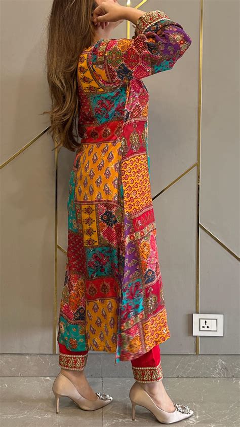 Kylee Women’s Embroidered Coord Set – Ombre Rust Crepe (XS-7XL)