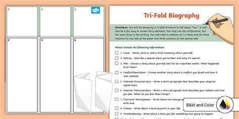 8th Grade Trifold Biography Worksheet PDF Task | Twinkl USA