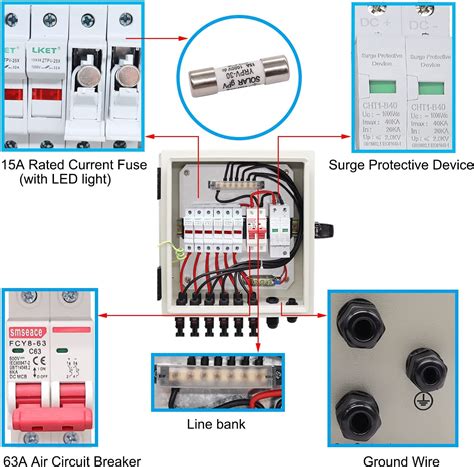 Buy TWTADE Metal Solar Combiner Box,6 String PV Combiner Box with LED ...