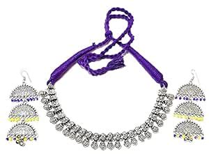 Buy Athizay Purple Fashion Jewelry Set Antique Oxidized Silver Necklace ...