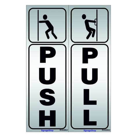 Signageshop Push Pull Sign On Silver Plate (Pack Of 5 Sets) : Amazon.in ...