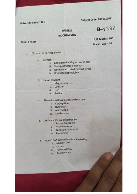 Biochemistry 1321 - P2 2023 Question Paper - Studocu