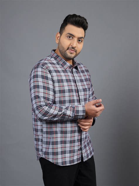 Plus Size MEN CHECKS FULL SLEEVE CASUAL SHIRT (3XL - 6XL) | Instafab Plus