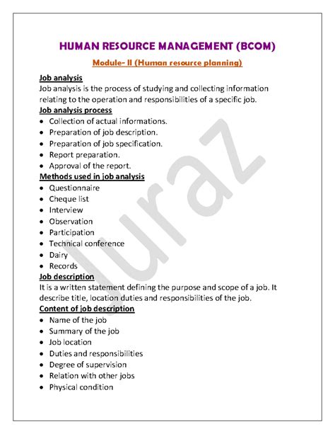 HRM 2 - Study materials - HUMAN RESOURCE MANAGEMENT (BCOM) Module- II ...