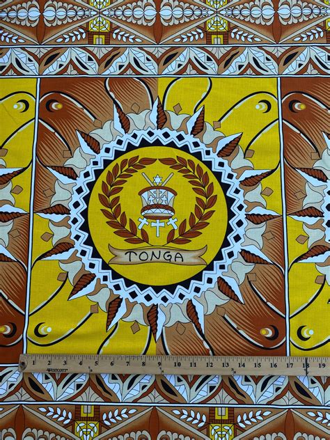 Polynesian Tapa Fabric With Tonga Island Seal