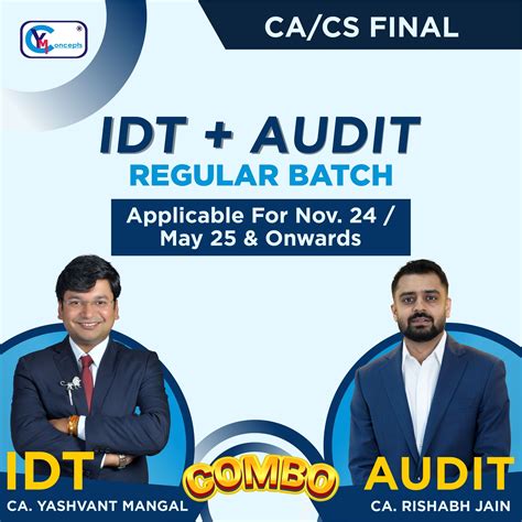 CA Final - IDT & Audit Regular Lectures Combo By CA Y.M. and CA R.J ...