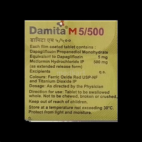 DAMITA M 5/500MG TABLET 15'S Price, Uses, Side Effects & Substitutes ...
