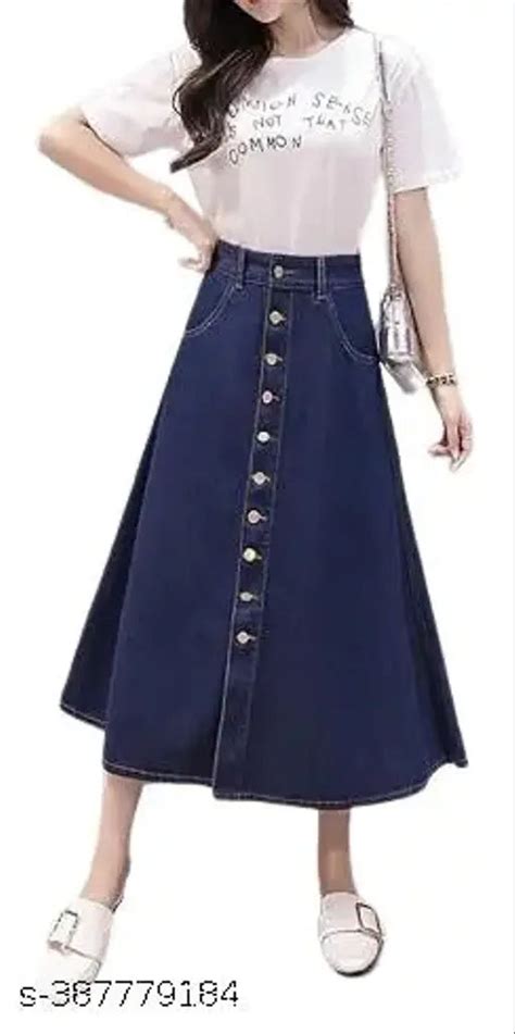Navy Blue Maxi Denim Skirt - Trendy, Comfortable, Breathable