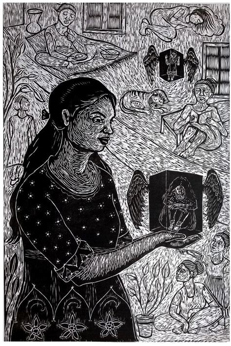"On The Wings": Steel Grey Printmaking by Nandini Pantawane | ArtZolo.com