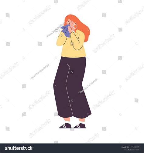 Sick Woman Running Nose Sneezing Tissue Stock Vector (Royalty Free) 2271078735 | Shutterstock