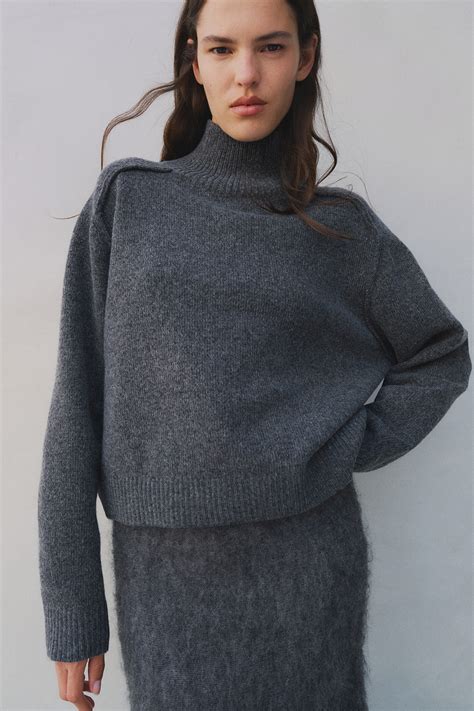 Mock Turtleneck Sweater - Dark gray melange - Ladies | H&M CA