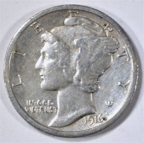 1916-D MERCURY DIME AU