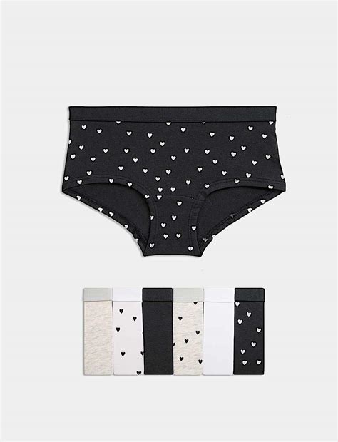 Buy 7 Pack Cotton with Stretch Heart Print Shorts (5-16 Yrs) at Marks ...