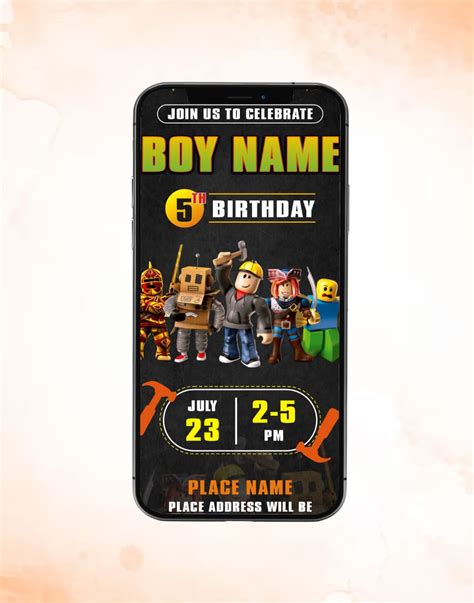 Roblox Birthday Invitation Card | Builder Theme Kids Party E-Invite ...