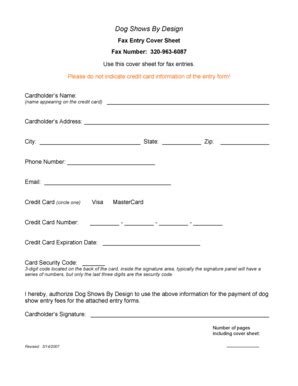 Fillable Online Entry Fax Cover Sheet.pub - Dog Shows By Design Fax ...
