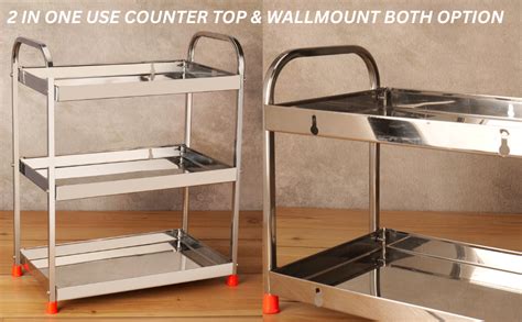 SHYAMA HOMES Stainless Steel Kitchen Organizer Rack – 3-Tier Storage ...