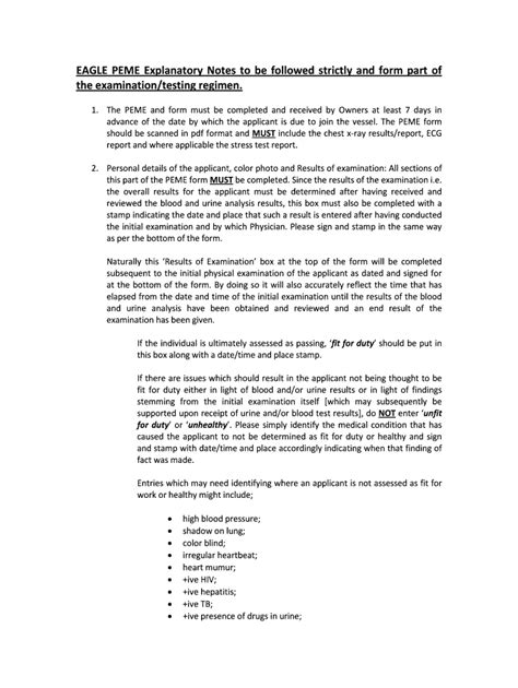 Maritime Medical Examination Form - Blank Fillable Template | Fill Out ...