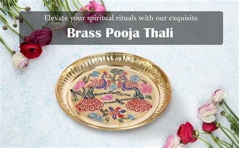 Two Moustaches 6 Inches Twin Peacock Carved Brass Pooja Thali, Puja ...