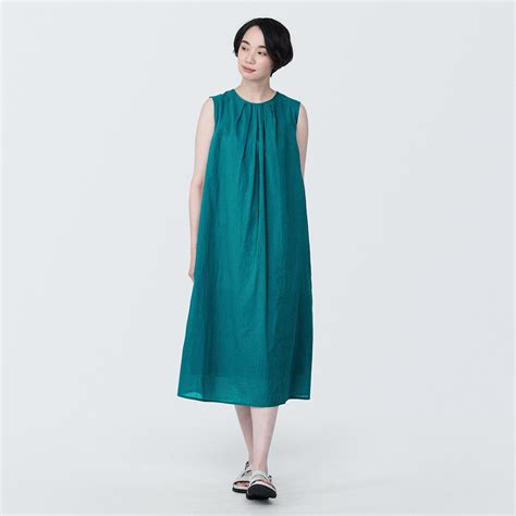 ĐẦM VẢI HIGH TWISTED VELI KHÔNG TAY Nữ XL Xanh lá | MUJI