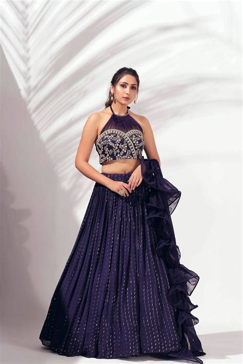 Violet Pleated Lehenga Set – Suruchi Parakh