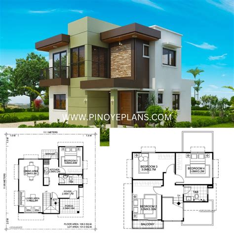 Two Storey Modern House Designs With Floor Plan