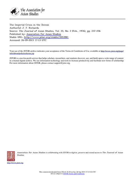 The Imperial Crisis in Deccan - Association for Asian Studies is ...
