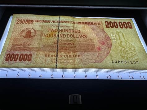 5x Zimbabwe 200000 Dollar Bearer Cheque Bill Banknote Money - Pre ...