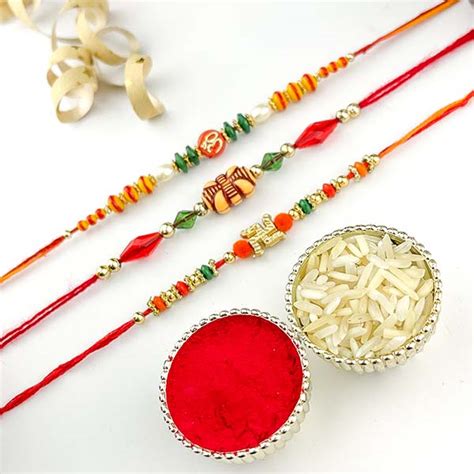 Send Set of 3 Traditional Rakhis Online | Rakhibazaar.com