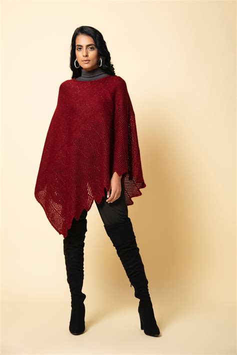 Garnet Red Festive Poncho – Khaleej