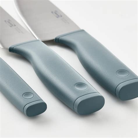 TIGERBARB 3-piece knife set, grey-turquoise - IKEA