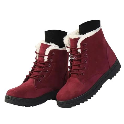 KELINFONG Women's Snow Waterproof Boot Warm Furry Lined Ankle Booties ...