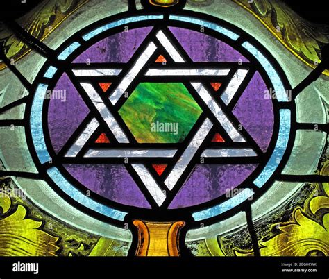 Jewish star of David, Shield of David, Magen David, in stained glass Stock Photo - Alamy