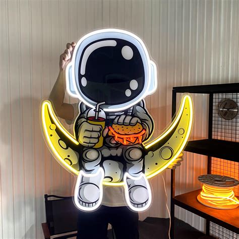 Astronaut Hamburger Led Neon Acrylic Artwork – Neonzastudio
