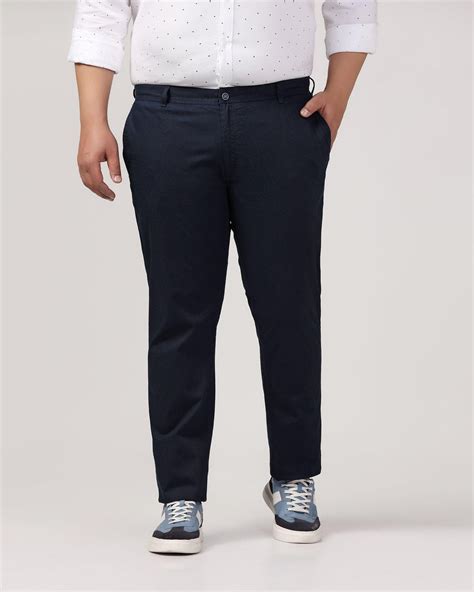 Buy Slim Fit B-91 Formal Navy Solid Khakis Online