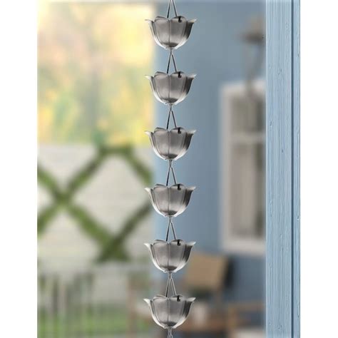 Monarch Rain Chains 8.5-ft Pewter Flower Rain Chains 18023 at Lowes.com
