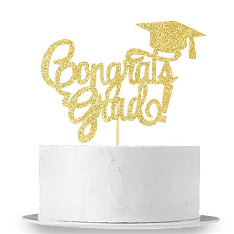 Buy INNORU Gold Glitter Congrats Grad Cake Topper - Class of 2019 ...