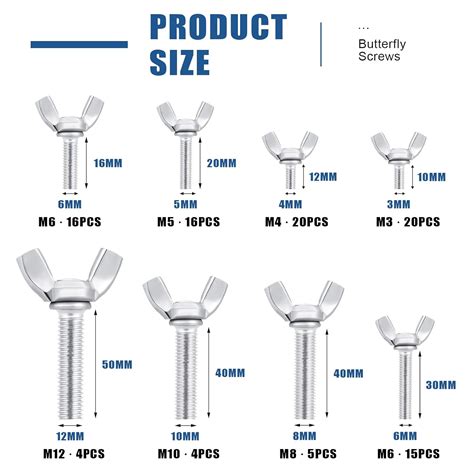 OCR 100 Pcs 8 Sizes Wing Bolts Assortment Kit, 304 India | Ubuy