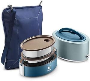 Flipkart.com | Vaya Lyte 600 ml Blue Polished Stainless Steel Tiffin ...
