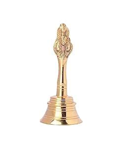 Arnav Pooja Mandir Bell, Garuda Ghanti Gold Silver Hand Bell (Height 4. ...
