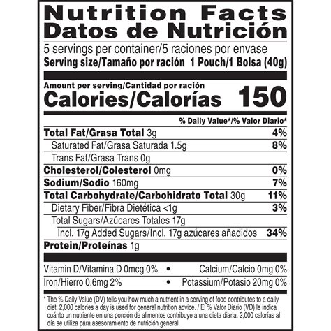 Smores Pop Tart Nutrition Label
