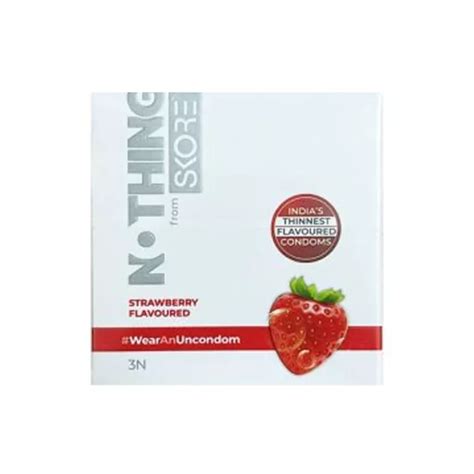 Skore Nothing Strawberry Flavoured Condoms (3 Condoms in 1 Pack)