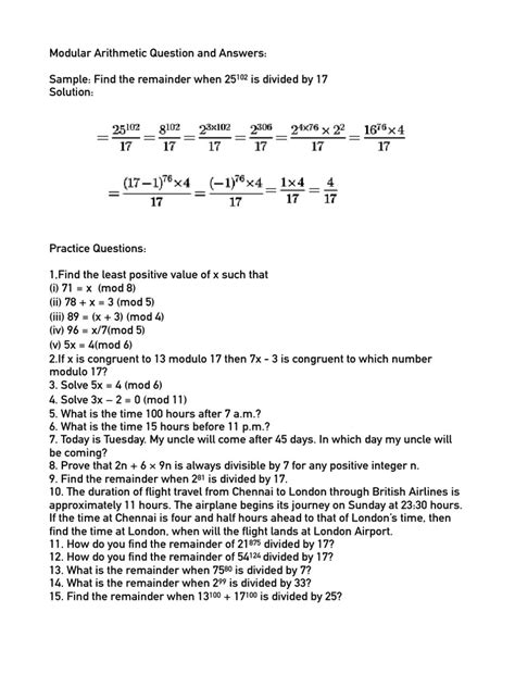 Image result for How to Solve Modular Arithmetic
