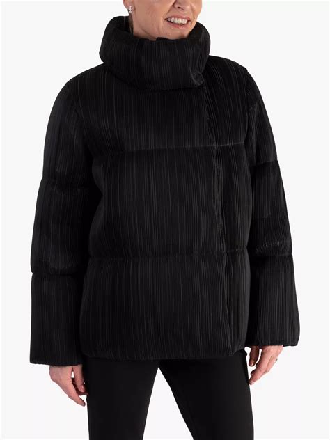 chesca Pleated Puffer Coat, Black