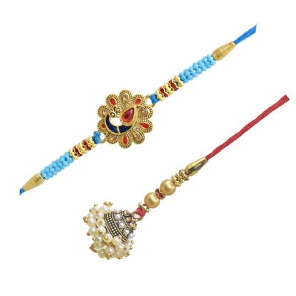 Traditional Peacock Design Bhaiya Bhabhi Rakhi Set ,Exquisite Set of 2 ...