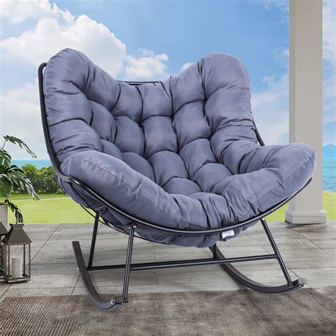 Dextrus XL Papasan Rocking Chair, Cushioned Indoor/Outdoor, Plush ...
