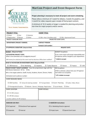 Fillable Online MarCom Project and Event Request Form Fax Email Print ...