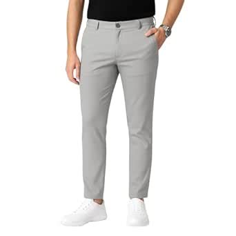 Buy Men's Regular Fit Formal Stretchable Trousers with Expandable Waist ...