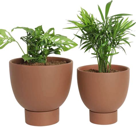 Amazon.com: vensovo Dark Terracotta Self Watering Plant Pot - 2 PCS 6 ...